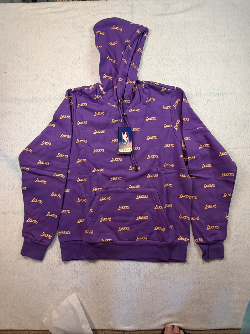Los Angeles Lakers Purple All-Over Logo Hoodie unisex medium NWT